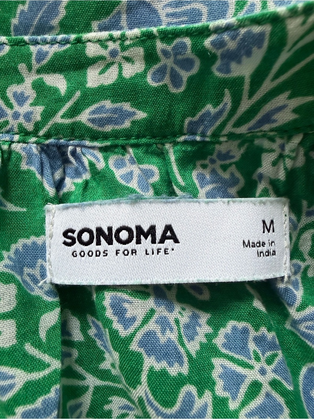 Sonoma Green Floral Cap-Sleeve V-Neck Top - Picture 6 of 7